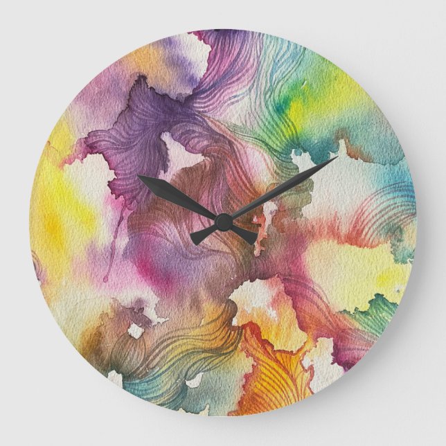  Abstrakte Aquarellmalerei  Große Wanduhr (Vorderseite)