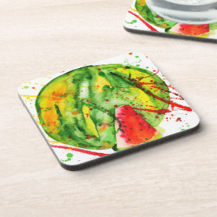 Abstrakte Aquarellwassermelone Getränkeuntersetzer