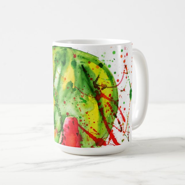 Abstrakte Aquarellwassermelone Kaffeetasse (VorderseiteRechts)