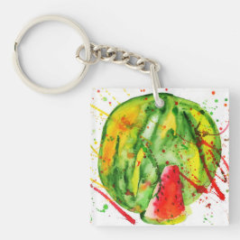 Abstrakte Aquarellwassermelone Schlüsselanhänger