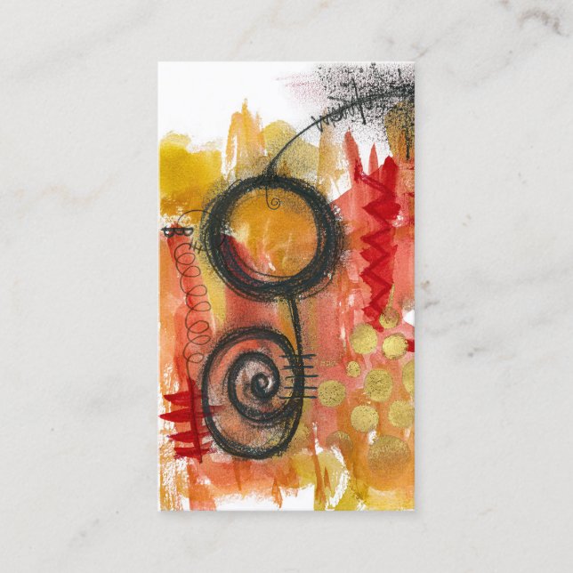 Abstrakte Art Business Cards - Red Gold Schwarz-we Visitenkarte (Vorderseite)