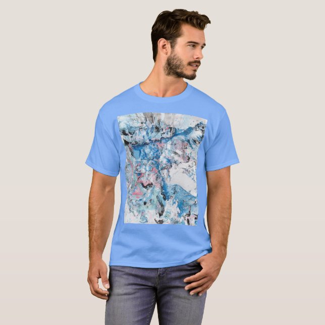 Abstrakte Art Carolina Blue Color Template T-Shirt (Vorne ganz)