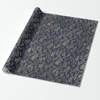 Abstrakte Art-Deco-Blätter in Blau und Gold  Geschenkpapier