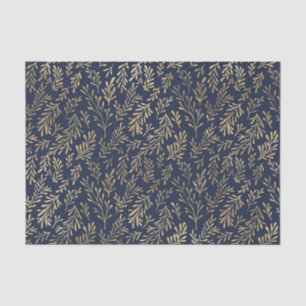 Abstrakte Art-Deco-Blätter in Blau und Gold Seidenpapier