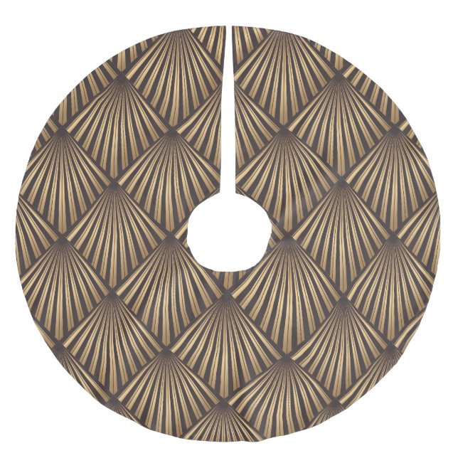 Abstrakte Art Déco: Gold Eleganz. Polyester Weihnachtsbaumdecke (Vorderseite)