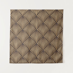 Abstrakte Art Déco: Gold Eleganz. Wandteppich