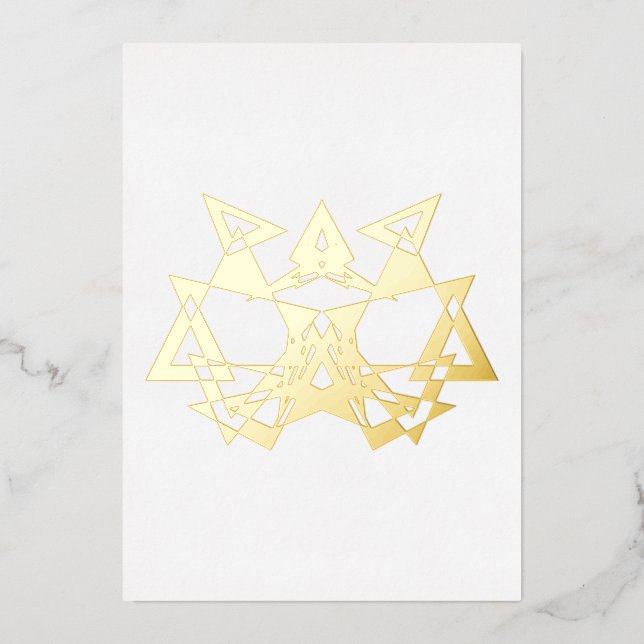 Abstrakte Art Deco Masquerade Gold Fossilienkarte Folieneinladung (Vorderseite)