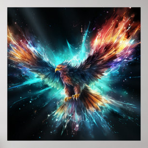 Abstrakte Art farbenfrohe Phoenix Fliegen Poster