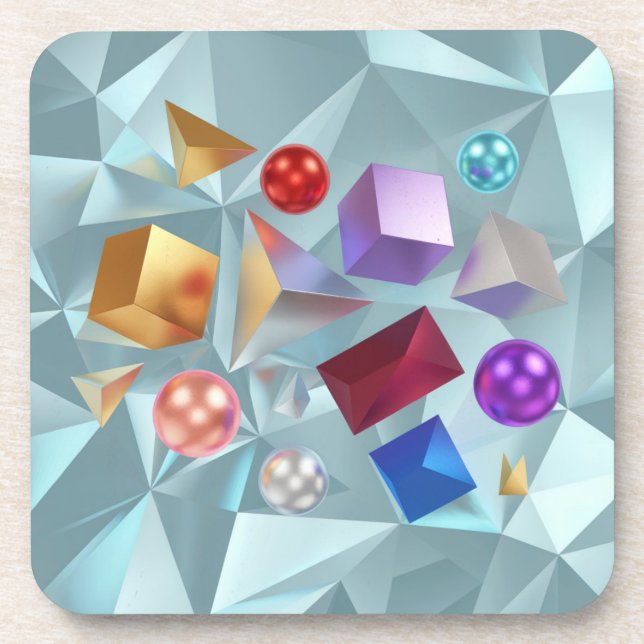 Abstrakte Art Geometric Formen Polygonal Untersetz Getränkeuntersetzer (Vorderseite)
