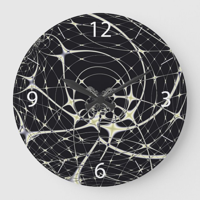 Abstrakte Art Golden Spiderweb Große Wanduhr (Vorderseite)