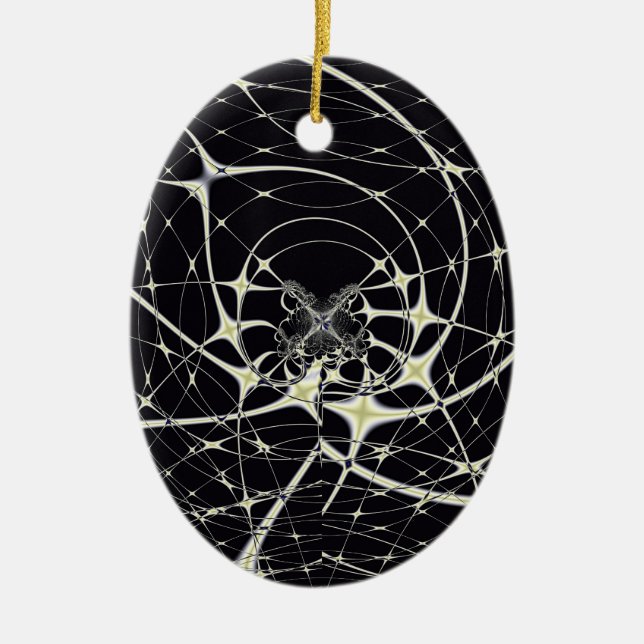 Abstrakte Art Golden Spiderweb Keramik Ornament (Vorne)