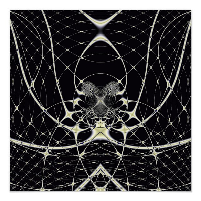 Abstrakte Art Golden Spiderweb Poster (Vorderseite)
