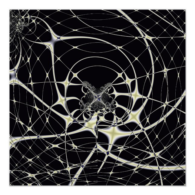 Abstrakte Art Golden Spiderweb Poster (Vorderseite)