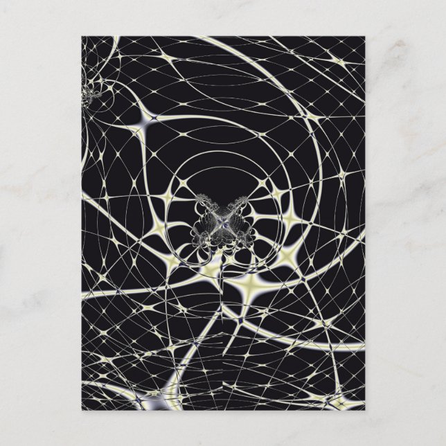 Abstrakte Art Golden Spiderweb Postkarte (Vorderseite)