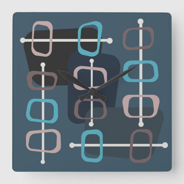 abstrakte Art Hollow Rocks der 1950er Jahre Aquama Quadratische Wanduhr (Vorderseite)