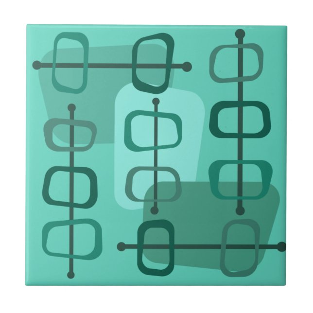 abstrakte Art Hollow Rocks Turquoise der 50er Jahr Fliese (Vorderseite)