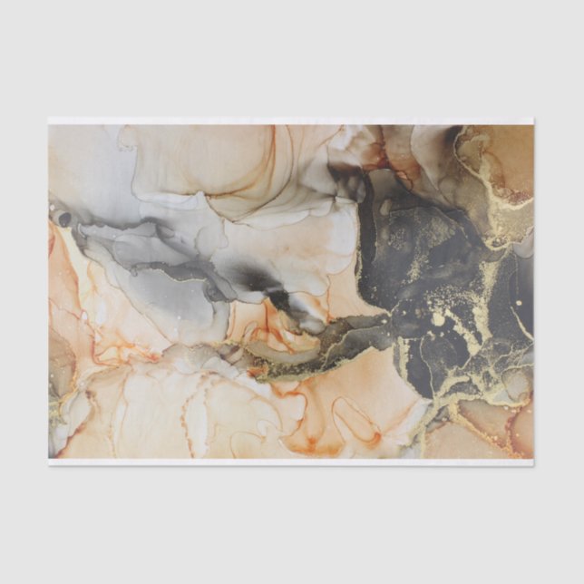 Abstrakte Art Jewel Toned Citrus, Black & Gold Seidenpapier (Vorderseite)