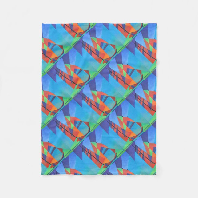Abstrakte Art Junk Boote gegen Deep Blue Sky Fleecedecke (Vorderseite)