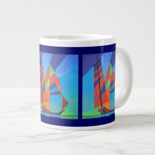 Abstrakte Art Junk Boote gegen Deep Blue Sky Jumbo-Tasse