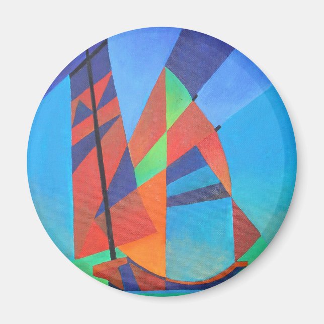 Abstrakte Art Junk Boote gegen Deep Blue Sky Magnet (Vorne)