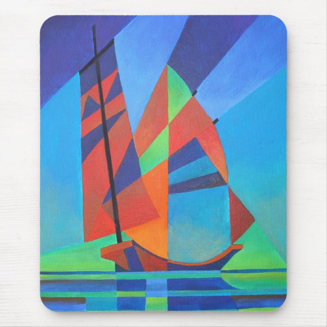 Abstrakte Art Junk Boote gegen Deep Blue Sky Mousepad (Vorne)