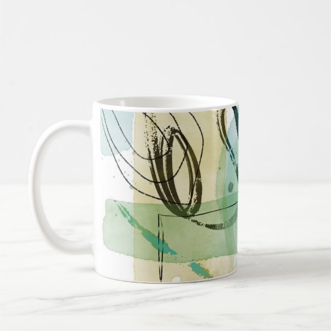 Abstrakte Art Keramik Tasse - Moderner Kaffeecup 1 (Links)