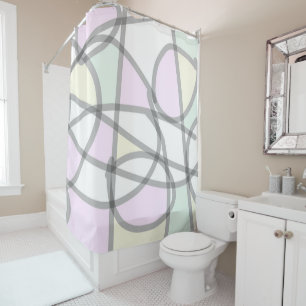 Abstrakte Art Pale Beige Koralle Pink Gelb Duschvorhang