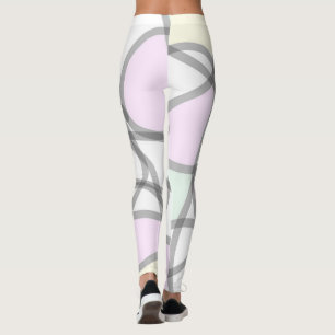 Abstrakte Art Pale Beige Koralle Pink Gelb Leggings
