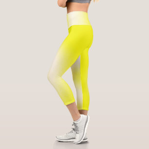 Abstrakte Art Pastell Gelb Weißer Hauch Capri Leggings