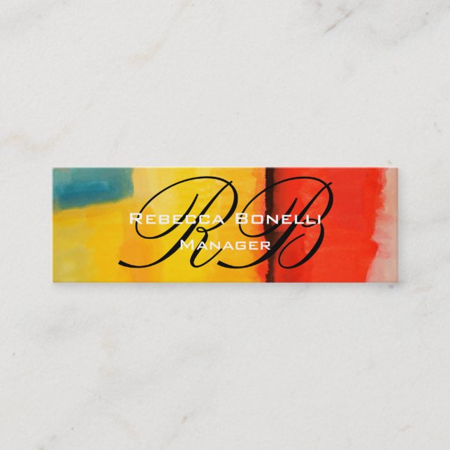 Abstrakte Art Script Monogram Skinny Business Card Mini Visitenkarte (Vorderseite)