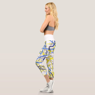 Abstrakte Art Sketch Blaue Linien Leggings
