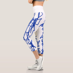 Abstrakte Art Sketch Blaue Linien Leggings