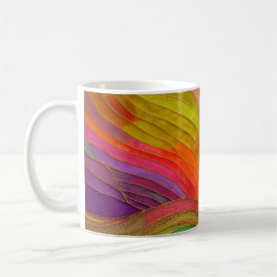 Abstrakte Art Tasse mit Orange, Grün, Rot