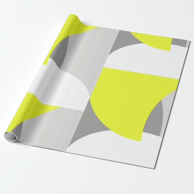 Abstrakte Art Yellow White Gray Muster Geschenkpapier (Ungerollt)