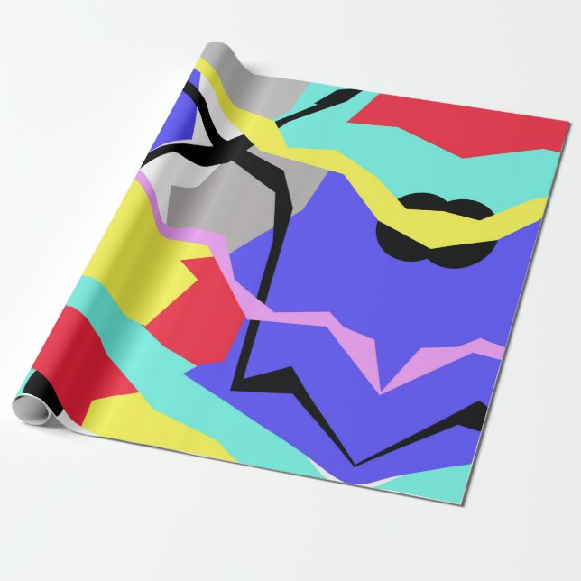 Abstrakte Art Yellow White Gray Muster Geschenkpapier (Ungerollt)