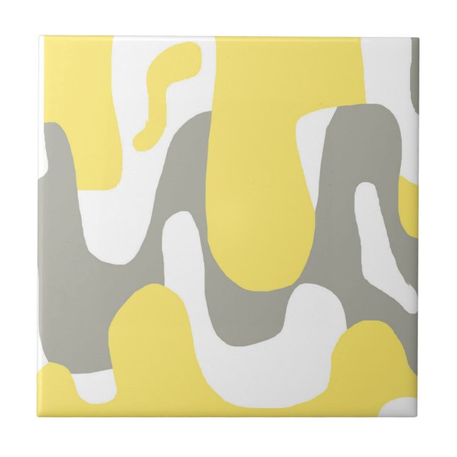 Abstrakte Art Yellow White Pastel Fliese (Vorderseite)