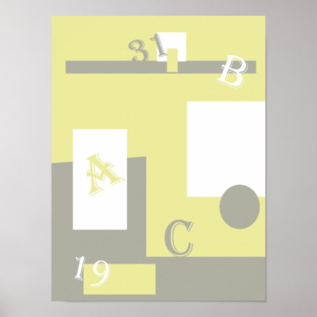 Abstrakte Art Yellow White Poster (Vorne)
