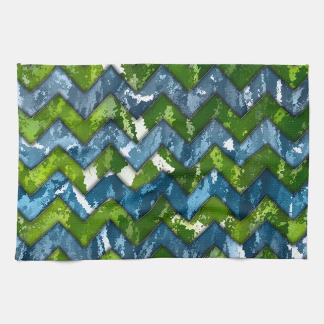 Abstrakte Art Zickzack Design Geschirrtuch (Horizontal)