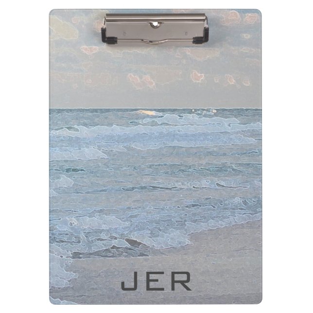 Abstrakte Artistische Blaue Ozeanwellen Klemmbrett (Vorderseite)