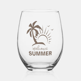 Abstrakte Ästhetik Moderner Sommerstrand Weinglas Ohne Stiel