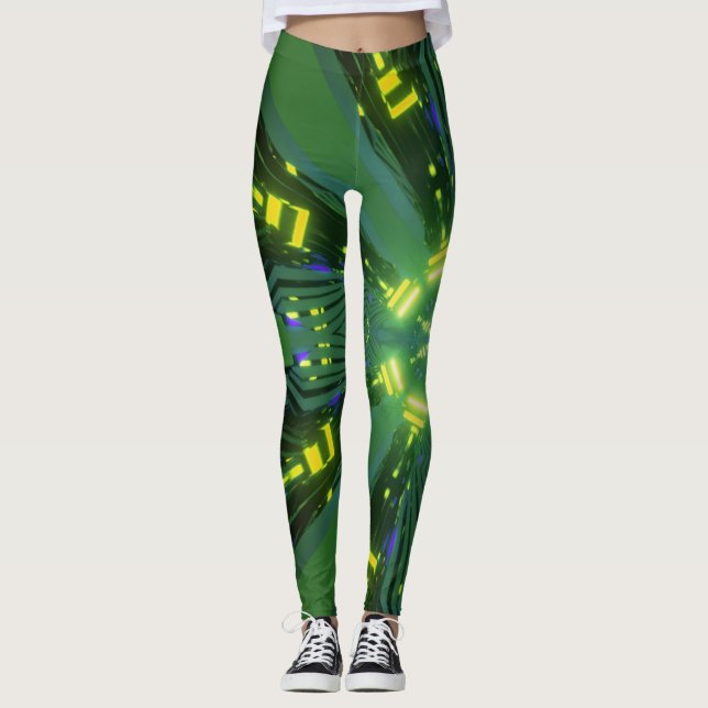 Abstrakte Astra Electronics Digital Art Leggings (Vorderseite)