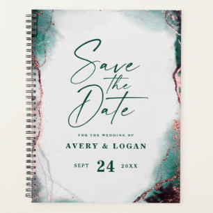 Abstrakte ätherische Watercolor Smaragd Wedding Pl Planer