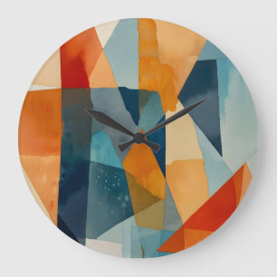 Abstrakte Augen von Blau und Orange Große Wanduhr