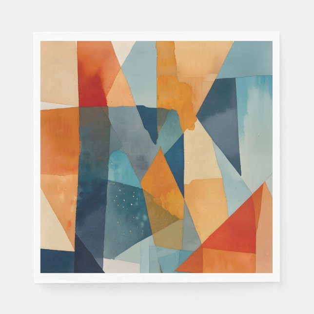 Abstrakte Augen von Blau und Orange Serviette (Vorderseite)