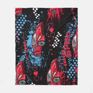 Abstrakte Autos, grunge-kindliches Muster. Fleecedecke