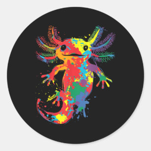 Abstrakte Axolotl-Malerei Grafik Mot Runder Aufkleber