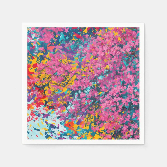 Abstrakte Azalea Wildblumen Serviette (Vorderseite)
