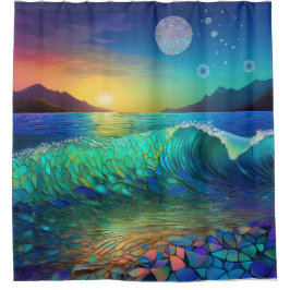 Abstrakte Azure Seascape Duschvorhang