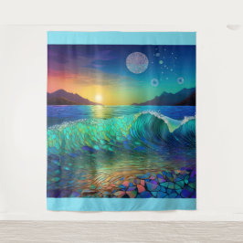 Abstrakte Azure Seascape Wandteppich