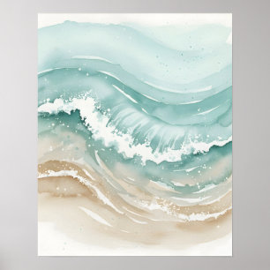 Abstrakte Badezimmerwandkunst Ocean Flow Poster